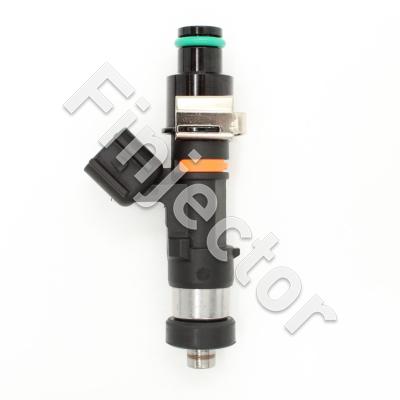 EV14 injector, 12 Ohm, 530 CC, E 15°, USCAR, O-O 61mm, Long, Short 11mm Top Adapter with Filter, 16mm Bottom (Bosch 0280158117-L11)