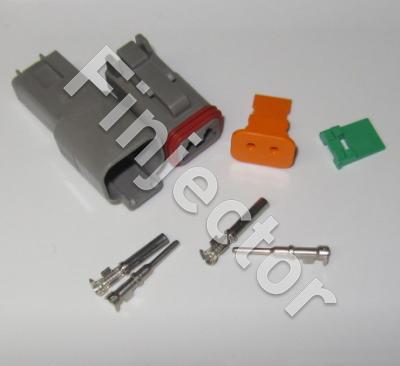 Deutsch DT 2 pole connector pair 0.75-2 mm2, crimpable pins