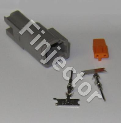 Deutsch DTM 2 pole connector set, 0.3-1.5 mm2, crimpable pins