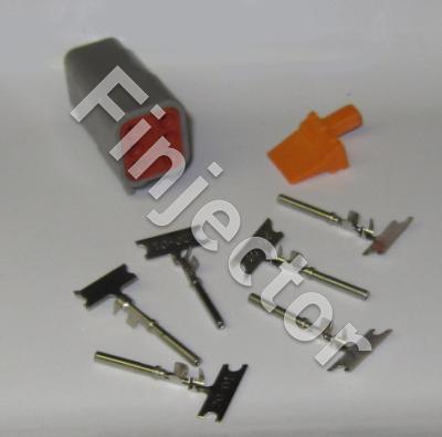 Deutsch DTM 6 pole connector set, 0.3-1.5 mm2, crimpable pins
