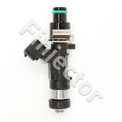 EV14 injector, 12 Ohm, 714 cc, C 55°, Nippon Denso (ND, Sumitomo), O-O 61 mm, Long, 11 mm Short Top Adapter with Filter, Bottom 16 mm Seal (Bosch 0280158235-L11)