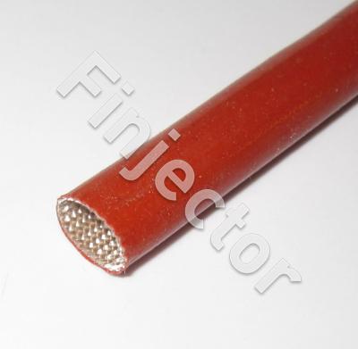 Silikonilämpösuoja lasikuitupunoksella, 8 mm sisähalkaisija, -60 - 220°C, jännitekesto 2.5 kV.