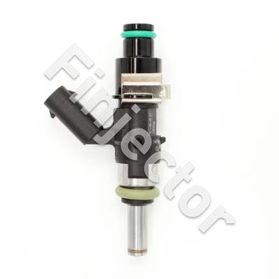 EV14 Injector, 12 Ohm, 470 cc, C, MLK Connector, O-O 49 mm, Mid, 11 mm Short Top Adapter with Filter, Long Spray End (EV14-470-M11X)