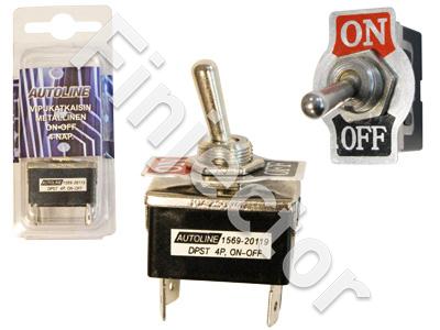 Toggle switch. ON-OFF. 4 pole. 6.3mm blade terminals