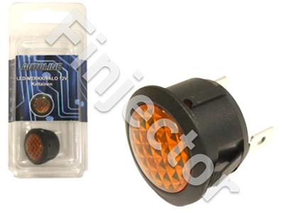 Yellow LED indicator 12V for 20mm hole.4.7mm blade terminals