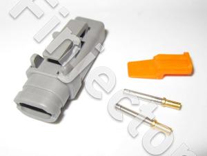 DTM 2-pole male connector set, long, gold plated pins