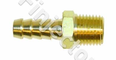 Straight hose nipple for 8 mm hose, 1/4 NPT thread, brass