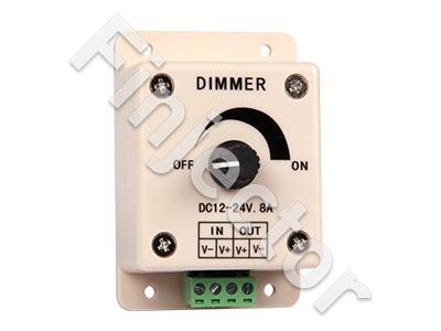 Dimmer for LED strips, 12/24 V 8A, 89x59x35mm