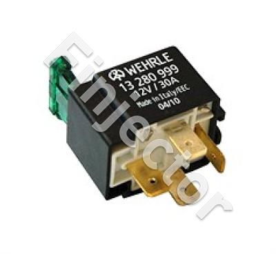 Mini Relay 12V with 30A Fuse, 4 pole, with removable fastening plate (Wehrle 13280999)