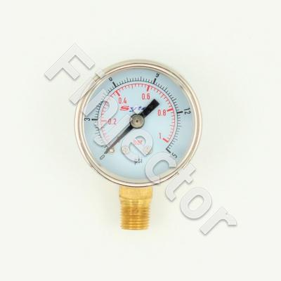 Fuel pressure gauge 0-15 psi (0-1.05 Bar) 1/8 NPTF thread