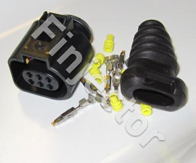 6 pole connector SET for Bosch LSU 4.9 lambda sensors, for wire size 0.5-1 mm2, with protective boot