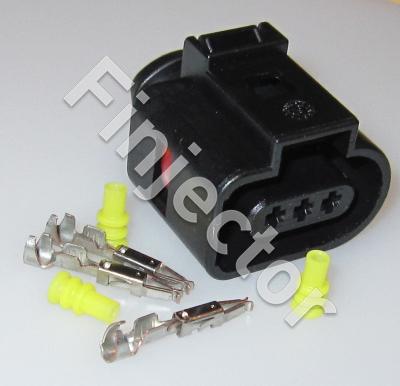 3 pole connector set for sensors, JMT female pins + seals, 0.5  - 1 mm2