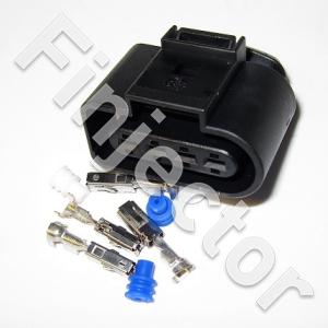 4 pole connector set with MCP type terminals ((2 pcs 0.5-1.5 mm2 + 2 pcs 1.5-2.5 mm2) for VAG coils with integrated trigger unit. 
