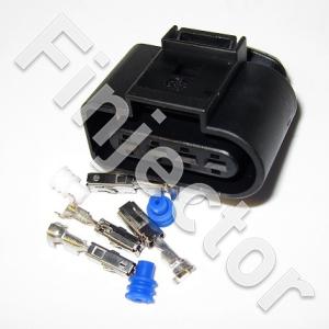 4 pole connector set with MCP type terminals (2 pcs 0.5 - 1.5 + 2 pcs 1.5 - 2.5 mm2) for VAG coils with integrated trigger unit. 