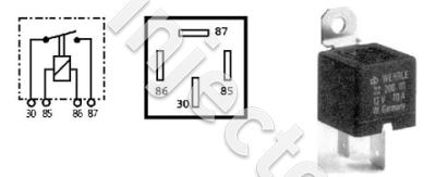 Tehorele 12V 70A sulkeutuva, kiinnityskorvalla, 2 kpl 6.3 ja 2 kpl 9.5 mm