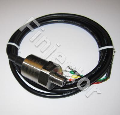 10 Bar (150 PSI) fuel/oil pressure sensor, 1/8 NPT, with 1 m cable. IP67