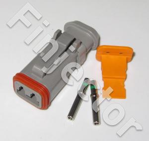 Deutsch DT 2 pole connector SET, long, 1-2 mm2 female terminals