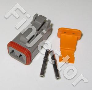 Deutsch DT 2 pole connector SET, 0.5-1 mm2 female terminals