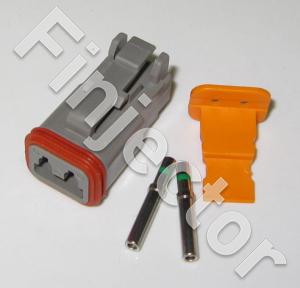 Deutsch DT 2 pole connector SET, 1-2 mm2 female terminals