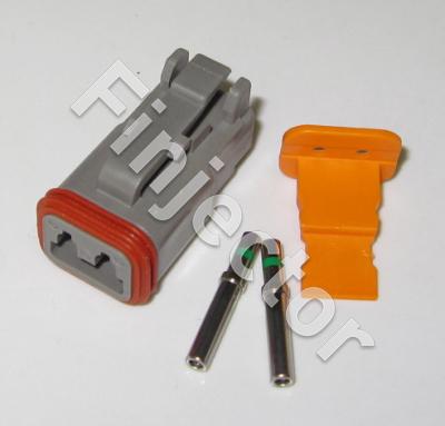 Deutsch DT 2 pole connector SET, 1-2 mm2 female terminals