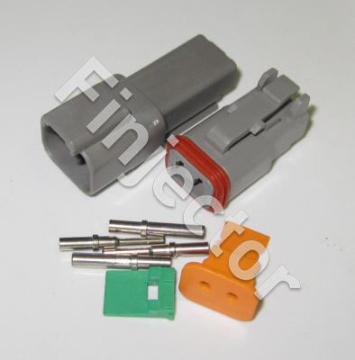 Deutsch DT 2 pole connector pair for wire size 0.5 - 1 mm2