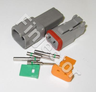 Deutsch DT 2 pole connector pair for wire size 1 - 2 mm2