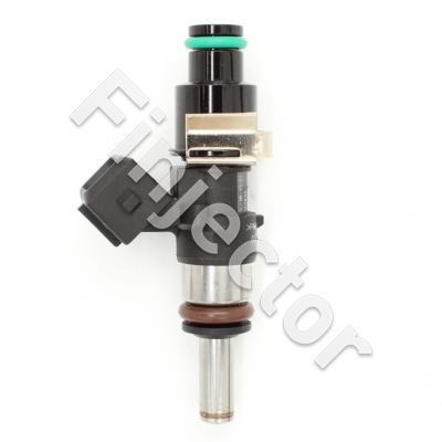 EV14 Injector, 12 Ohm, 870 cc, C25, Jetronic (EV1), O-O 47 mm, Mid, 11 mm Short Top Adapter with Filter, Long Spray End (EV14-870-M11X, Bosch 0280158209-M11X)