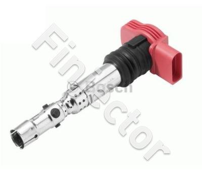Ignition coil with power stage, AUDI, RED, genuine Bosch product