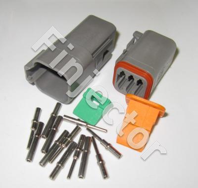 Deutsch DT 6 pole connector set. For wire size 0.5-1 mm2