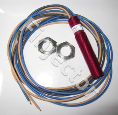 Hall sensor with 0.5mm2 cables (1m), M12X1, length 65 mm, 4.5 - 24V DC, 6mA, aluminium housing, genuine Cherry Product