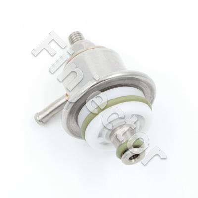 Adjustable fuel pressure regulator 1-5 bar, tip diameter 9 mm. Bosch mini size. Big return line diameter. 