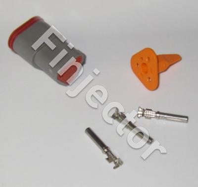 Deutsch DT 3 pole connector set, 0.75-2 mm2 crimpable pins