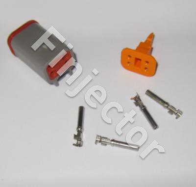Deutsch DT 4 pole connector set, 0.75-2 mm2 crimpable pins