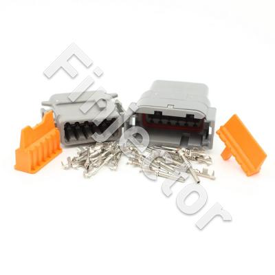 Deutsch DTM 12 pole connector pair, 0.3-1.5 mm2, crimpable pins
