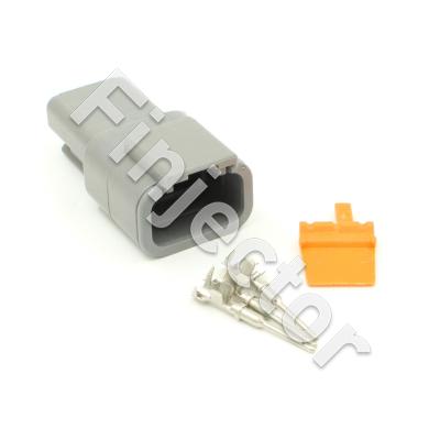 Deutsch DTM 3 pole connector set, 0.3-1.5 mm2, crimpable pins