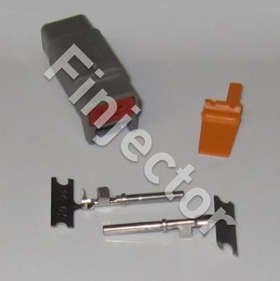 Deutsch DTM 2 pole connector set, 0.3-1.5 mm2, crimpable pins