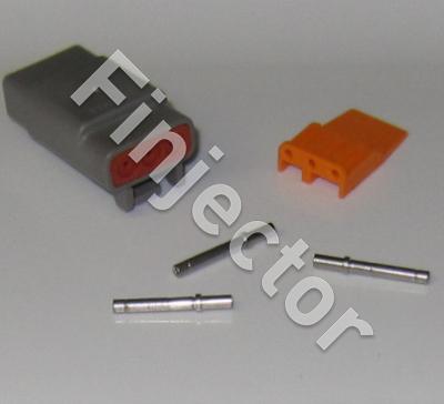 Deutsch DTM 3 pole connector set, 0.3-1.5 mm2, crimpable pins