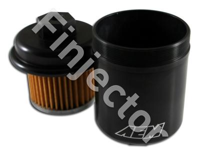 High Volume Fuel Filter. Black. Acura & Honda. Inlet:: 14mm X 1.5 Outlet:: 12mm X 1.25