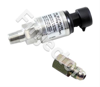 150 PSIg Stainless Sensor Kit. Stainless Steel Sensor Body. 1/8" NPT Male Thread. Includes:: 150 PSIg Stainless Sensor, Connector, Pins & 1/8" NPT to -4 Adapter