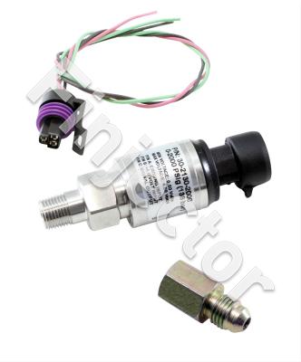 2000 PSIg Stainless Sensor Kit. Stainless Steel Sensor Body. 1/8" NPT Male Thread. Includes:: 2000 PSIg Stainless Sensor, Connector, Pins & 1/8" NPT to -4 Adapt