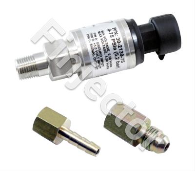 75 PSIa or 5 Bar Stainless Sensor Kit. Stainless Steel Sensor Body. 1/8" NPT Male Thread. Includes:: 75 PSIa or 5 Bar Stainless Sensor, Connector, Pins, 1/8" NP