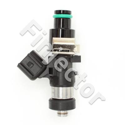 EV14 injector, 12 Ohm, 304 cc, E20°, Delta 30°, USCAR, O-O 47 mm, Mid, 11 mm Short Top Adapter, Bottom 16 mm Seal (Bosch 0280158189-M11)