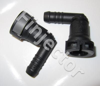 Quick connector 90 degree, 9.49 mm (3/8"), 10mm hose connection