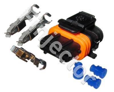 3 pole Compact connector set with pins + seals (0.2-0.6 mm2), Code 1