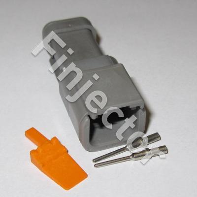 2 pole Deutsch connector SET. "long", 0.2 - 0.5 mm² male pins