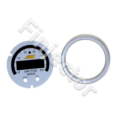 X-Series Wideband UEGO AFR Sensor Controller Gauge Accessory Kit. Includes Silver Bezel & White AFR/Lambda Faceplate (AEM 30-0300-ACC)