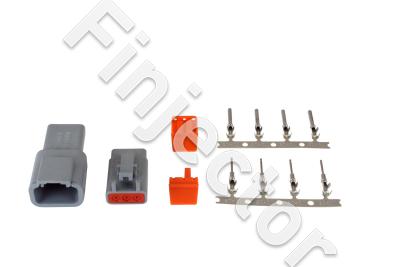 DTM-Style 3-Way Connector Kit. Includes Plug, Receptacle, Plug Wedge Lock, Receptacle Wedge Lock, 4 Fema