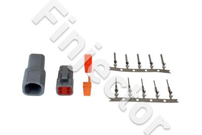 DTM-Style 4-Way Connector Kit. Includes Plug, Receptacle, Plug Wedge Lock, Receptacle Wedge Lock, 5 Fema