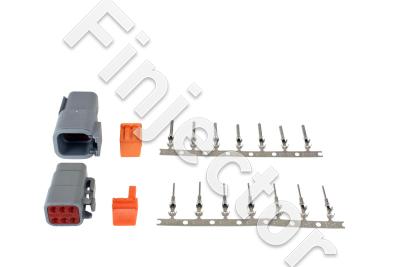 DTM-Style 6-Way Connector Kit. Includes Plug, Receptacle, Plug Wedge Lock, Receptacle Wedge Lock, 7 Fema