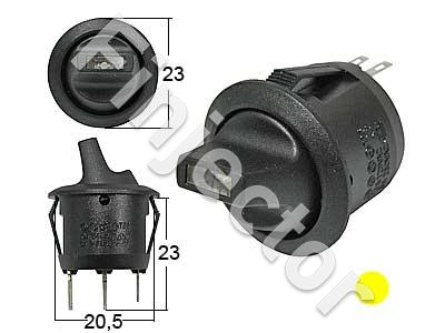 Round toggle switch. 0-1 Yellow LED